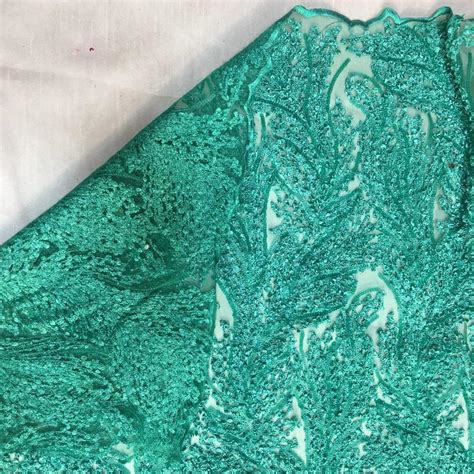 Teal Floral Metallic Sequin Lace 